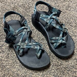Chaco Women's Black and Teal Sandals